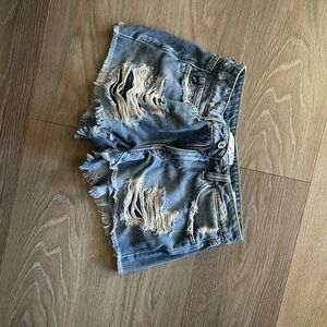 KanCan Ripped Light Blue Jean Shorts